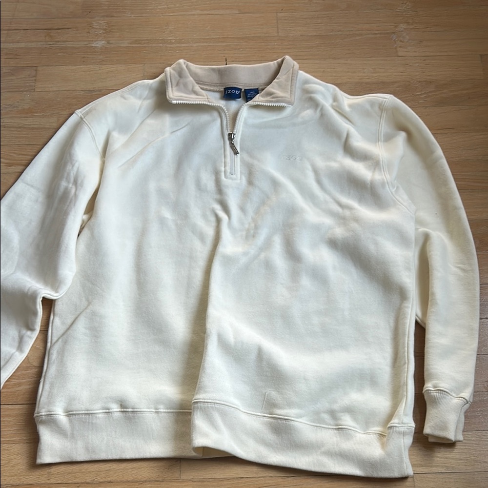Izod Cream Quarter-Zip Sweater with Textured Knit